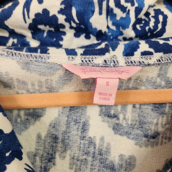Lilly Pulitzer Angela Zip-Up Jacket Blue White Pockets Flamingos Size Small - Picture 6 of 12
